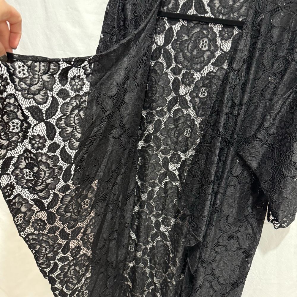LuLaRoe Black‎ Lace Kimono Duster Cardigan Large Festival Whimsigoth Lingerie - Picture 6 of 14